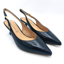 Carica l'immagine nel visualizzatore di Gallery, Donna serena 436085DM blu navy slingback in pelle con tacco 5 cm dotato di sottopiede imbottito in gel e suola antiscivolo e flessibile