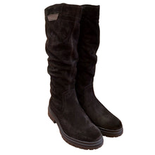 Carica l'immagine nel visualizzatore di Gallery, Tamaris 1-25606-45 nero stivale basso in pelle scamosciata con gambale arricciato