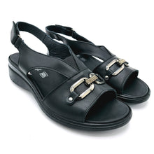 Carica l'immagine nel visualizzatore di Gallery, Enval 1280700 nero sandalo basso linea comoda in pelle con suola in gomma anti shock