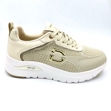 Carica l'immagine nel visualizzatore di Gallery, Donna serena 145671DM beige sneakers donna in tessuto con chiusura allaccio. Dotato di una suola super leggera in gel e gomma