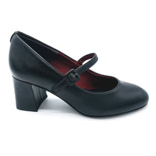 Carica l'immagine nel visualizzatore di Gallery, Tamaris 1-22460-45 nero decollete in pelle con braccialetto e tacco largo di 7 cm