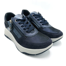 Carica l'immagine nel visualizzatore di Gallery, Enval 8780611 blu sneakers donna in pelle scamosciata e tessuto con chiusura a cerniera e lacci