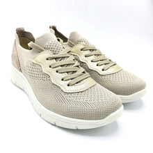 Carica l'immagine nel visualizzatore di Gallery, Enval 1265622 crema sneakers donna in tessuto elasticizzato, dotato di lacci e soletta estraibile in memory foam