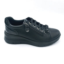 Carica l'immagine nel visualizzatore di Gallery, Enval 8777900 nero in pelle stringata e con chiusura con cerniera. Dotata di strass decorativi removibili