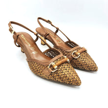 Carica l'immagine nel visualizzatore di Gallery, Tamaris 1-29634-44 slingback in rafia con tacco 5,5 cm e applicazione decorativa centrale