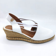 Carica l'immagine nel visualizzatore di Gallery, Verbenas MAIKA bianco espadrillas in pelle con elastici e zeppa in corda di 6 cm