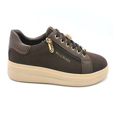 Carica l'immagine nel visualizzatore di Gallery, Valleverde 35497 marrone sneaker donna con lacci e cerniera, con decorazioni removibili