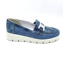 Carica l'immagine nel visualizzatore di Gallery, Enval 7750300 jeans mocassino donna in pelle e tessuto con soletta estraibile in memory foam