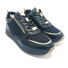 Carica l'immagine nel visualizzatore di Gallery, Tamaris 1-23732-41 nero sneakers stringata con zip in tessuto glitterato e similpelle