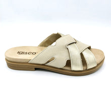 Carica l'immagine nel visualizzatore di Gallery, Igieco 7667800 panna ciabatta donna in pelle con fasce incrociate e suola in gomma flessibile
