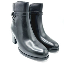 Carica l'immagine nel visualizzatore di Gallery, Igi&co 2187700 nero stivaletto donna in pelle con tacco largo di 7 cm e chiusura con cerniera