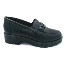 Carica l'immagine nel visualizzatore di Gallery, Igieco 2147500 nero mocassino basso donna in pelle nero con soletta estraibile in memory foam