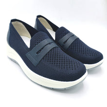 Carica l'immagine nel visualizzatore di Gallery, Igi&co 1140711 blu mocassino donna in tessuto con soletta estraibile in memory foam