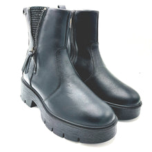 Carica l'immagine nel visualizzatore di Gallery, Igi&co 2164500 nero stivaletto biker donna in pelle con soletta estraibile in memory foam