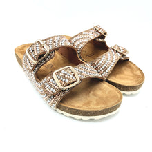 Carica l'immagine nel visualizzatore di Gallery, Tamaris 1-27415-44 nude ciabatta con doppia fascia regolabile con tomaia decorata di strass neutri e nude