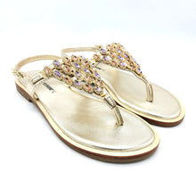 Carica l'immagine nel visualizzatore di Gallery, Valleverde 14121 platino sandalo infradito elegante con pietre colorate