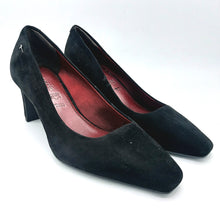 Carica l'immagine nel visualizzatore di Gallery, Tamaris 1-22455-47 nero dècollète donna in pelle scamosciata con punta quadrata e tacco largo di 7 cm