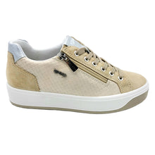 Carica l'immagine nel visualizzatore di Gallery, Igi&co 1144322 crema sneakers donna in pelle e camoscio con doppia chiusura con lacci e cerniera