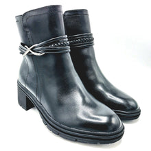 Carica l'immagine nel visualizzatore di Gallery, Tamaris 1-25492-47 nero stivaletto donna casual in pelle con tacco di 6 cm e suola sportiva