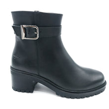 Carica l'immagine nel visualizzatore di Gallery, Tamaris 1-25408-47 nero stivaletto casual con tacco largo di 6 cm e fibbia decorativa laterale