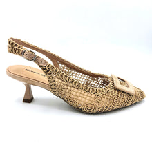 Carica l'immagine nel visualizzatore di Gallery, Donna serena 436086DM sand slingback in tessuto con tacco 5 cm dotato di sottopiede imbottito in gel e suola antiscivolo e flessibile