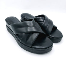 Carica l'immagine nel visualizzatore di Gallery, Tamaris 127233-44 nero ciabatta incrociata in pelle con sottopiede imbottito