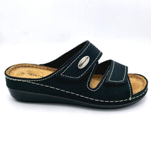 Carica l'immagine nel visualizzatore di Gallery, Tamaris 1-27510-41 navy ciabatta donna in pelle con doppia fascia con chiusura con velcro