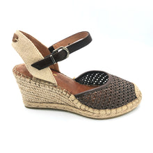 Carica l'immagine nel visualizzatore di Gallery, Tamaris 1-29610-42 testa di moro espadrillas in tessuto con riporti in pelle e braccialetto con velcro