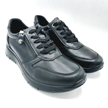 Carica l'immagine nel visualizzatore di Gallery, Enval 8774900 nero sneakers basse in pelle con chiusura a cerniera e lacci