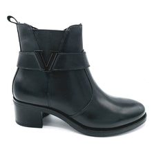 Carica l'immagine nel visualizzatore di Gallery, Valleverde 7610 nero stivaletto in pelle con tacco di 4 cm e chiusura con cerniera laterale
