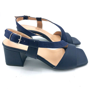 Marika T6518 blu sandalo in pelle e riporto in pelle scamosciata tacco 5 cm 