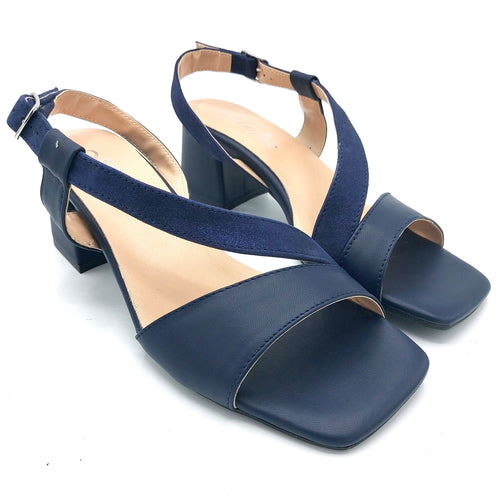 Marika T6518 blu sandalo in pelle e riporto in pelle scamosciata tacco 5 cm