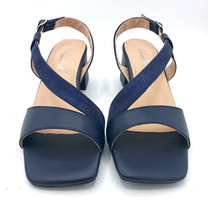 Marika T6518 blu sandalo in pelle e riporto in pelle scamosciata tacco 5 cm