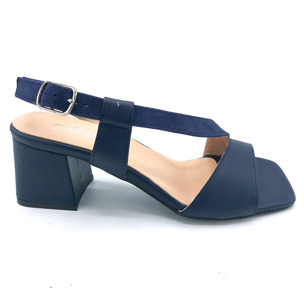 Marika T6518 blu sandalo in pelle e riporto in pelle scamosciata tacco 5 cm