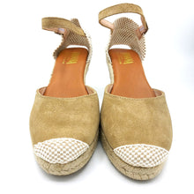 Carica l&#39;immagine nel visualizzatore di Gallery, Pavana DOLORES taupe espadrillas in camoscio con fodera pelle e sottopiede imbottito con zeppa 6 cm
