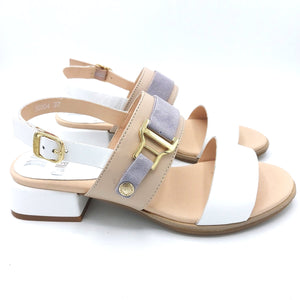 Callaghan 30304 bianco nude sandalo con doppia fascia in pelle e tacco basso da 3 cm