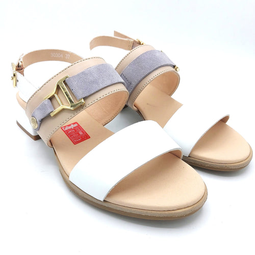 Callaghan 30304 bianco nude sandalo con doppia fascia in pelle e tacco basso da 3 cm