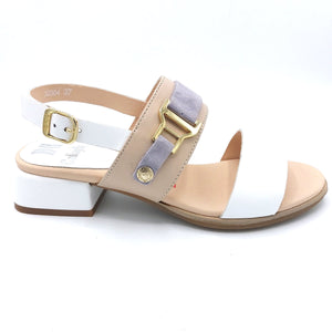 Callaghan 30304 bianco nude sandalo con doppia fascia in pelle e tacco basso da 3 cm