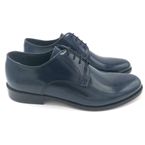 Bryan shoes 901 blu abrasivato scarpe classiche uomo con tomaia liscia in pelle e suola cucita con ovalino in gomma