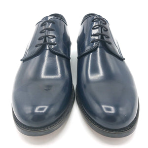 Bryan shoes 901 blu abrasivato scarpe classiche uomo con tomaia liscia in pelle e suola cucita con ovalino in gomma