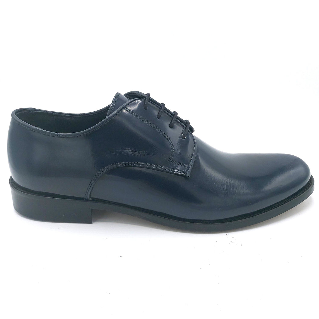 Bryan shoes 901 blu abrasivato scarpe classiche uomo con tomaia liscia in pelle e suola cucita con ovalino in gomma