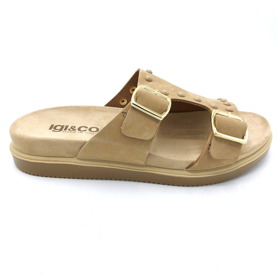 Igi&co 3670011 beige ciabatta donna bassa con doppia fascia regolabile con fibbia