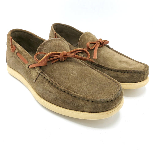 CaféNoir RT6020 taupe mocassino uomo in pelle scamosciata con laccio in cuoio