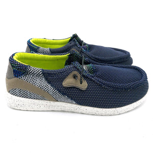 Kamsa THEO blu slip on in tessuto con laccio elasticizzato