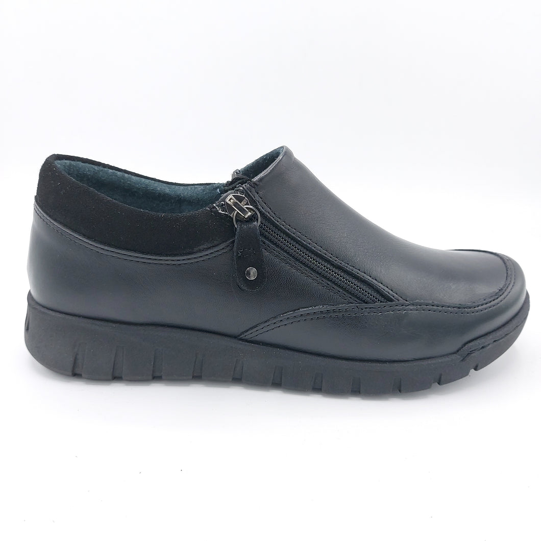 Easy'nRose 749-040 nero mocassino classico donna con doppia zip per una calzata ideale