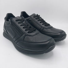 Carica l&#39;immagine nel visualizzatore di Gallery, Enval 4717100 nero sneakers uomo stringate in pelle con zip elaterale e suola in gomma con sistema antishock
