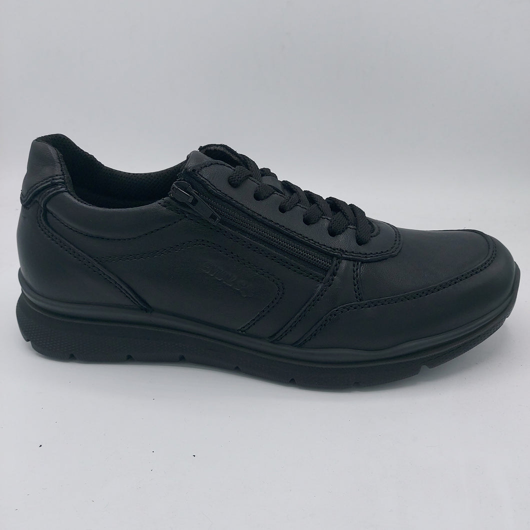 Enval 4717100 nero sneakers uomo stringate in pelle con zip elaterale e suola in gomma con sistema antishock