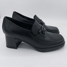 Carica l&#39;immagine nel visualizzatore di Gallery, Valleverde V49100 nero mocassino donna in pelle con punta quadrata e tacco 6 cm con plateau in gomma di 1 cm
