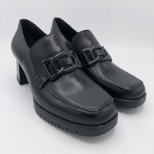 Carica l&#39;immagine nel visualizzatore di Gallery, Valleverde V49100 nero mocassino donna in pelle con punta quadrata e tacco 6 cm con plateau in gomma di 1 cm
