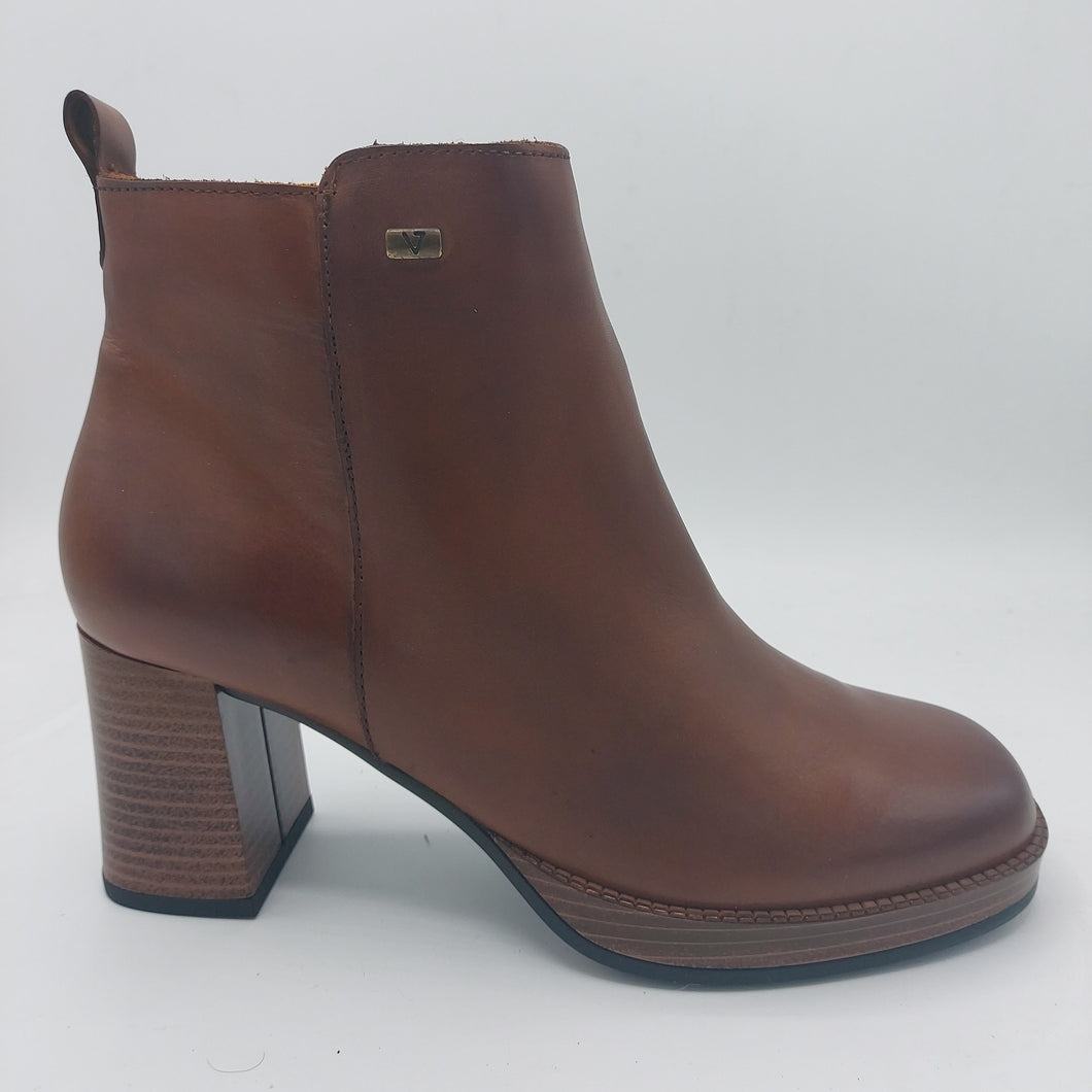 Valleverde V49401 cuoio stivaletto donna in pelle con punta quadra e tacco 8 cm